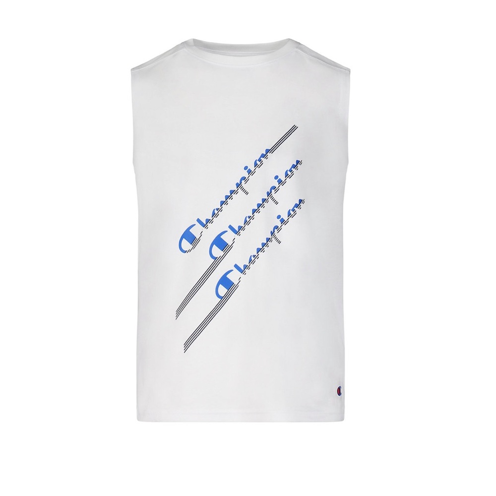 NWT-Boys Champion® Angled Script Muscle Tee-Color White